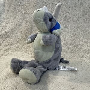 Fiesta Gray Dinosaur Plush Standing Floppy Triceratops 9" Stuffed Animal Toy